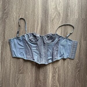 Elegant Blue Lace Corset Top